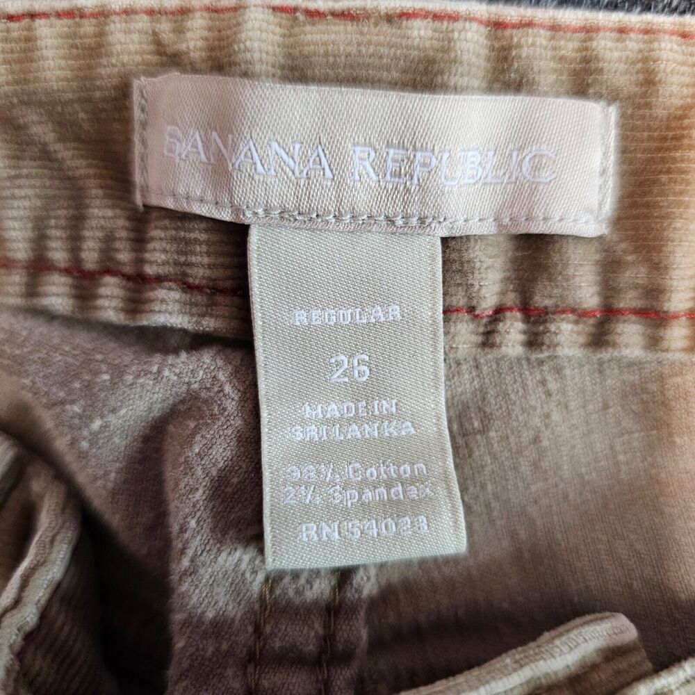 Banana Republic Pants Womens Size 26 Tan Corduroy Tapered Slim Fit Stretchable - Picture 3 of 6
